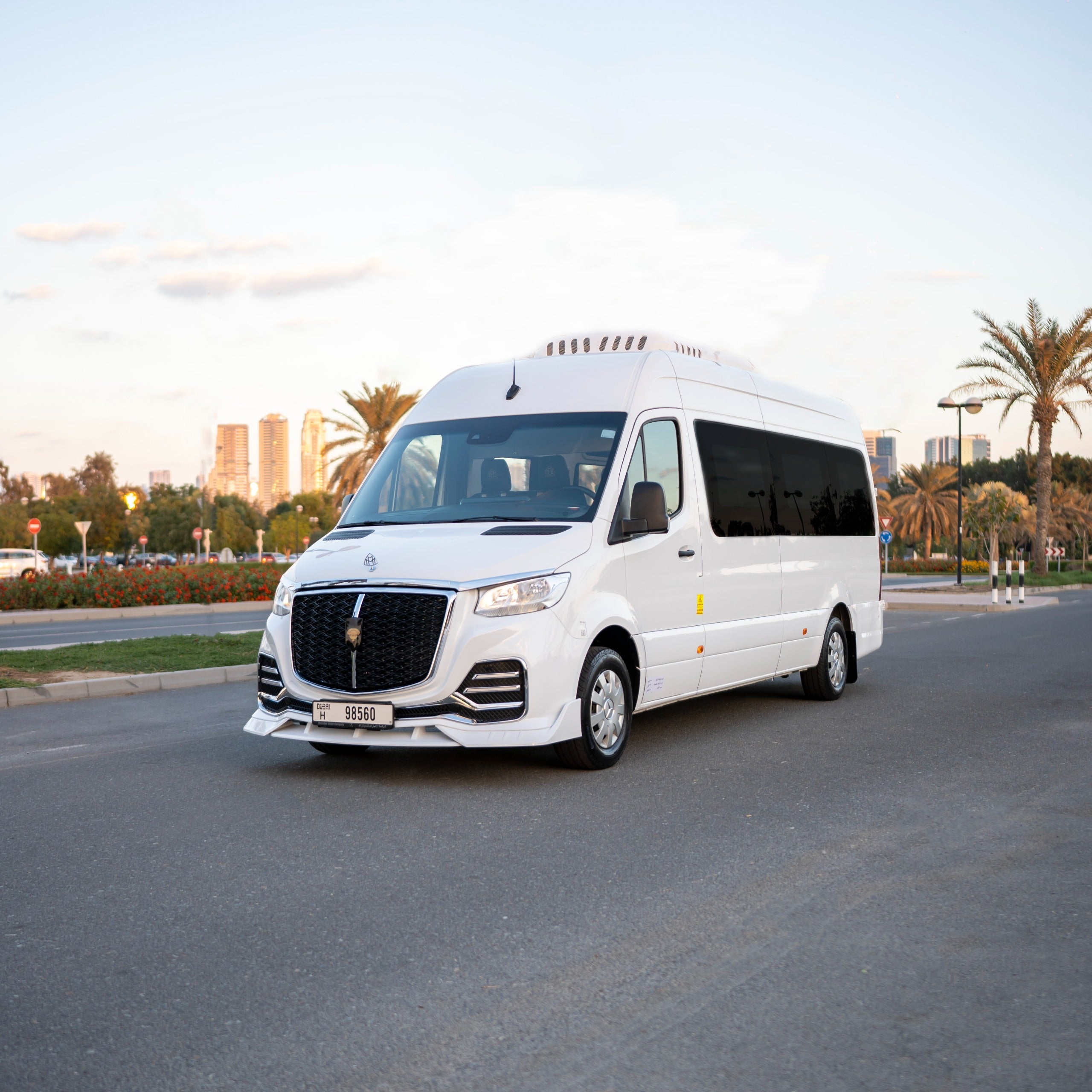 Maybach Mercedes Sprinter 14-seater luxury van hire in Dubai for premium