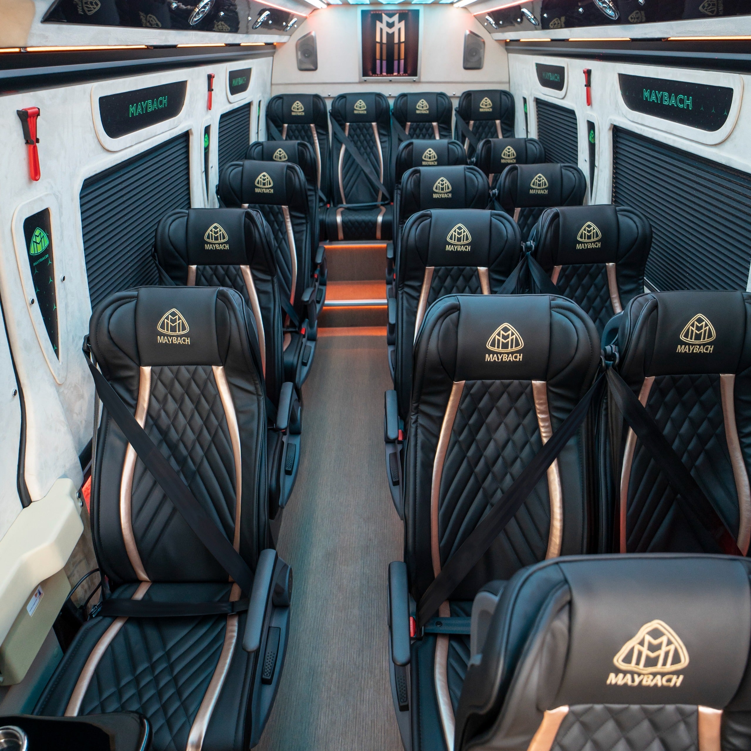 Chauffeur-driven Maybach Mercedes Sprinter 19-seater van hire Dubai