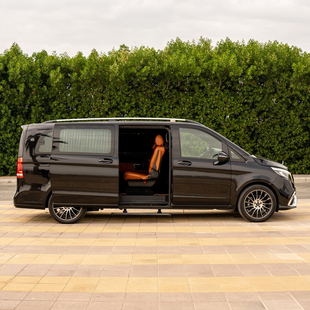 Sleek Dashboard of Mercedes Maybach Falcon V-Class Luxury Van with Chauffeur for Dubai