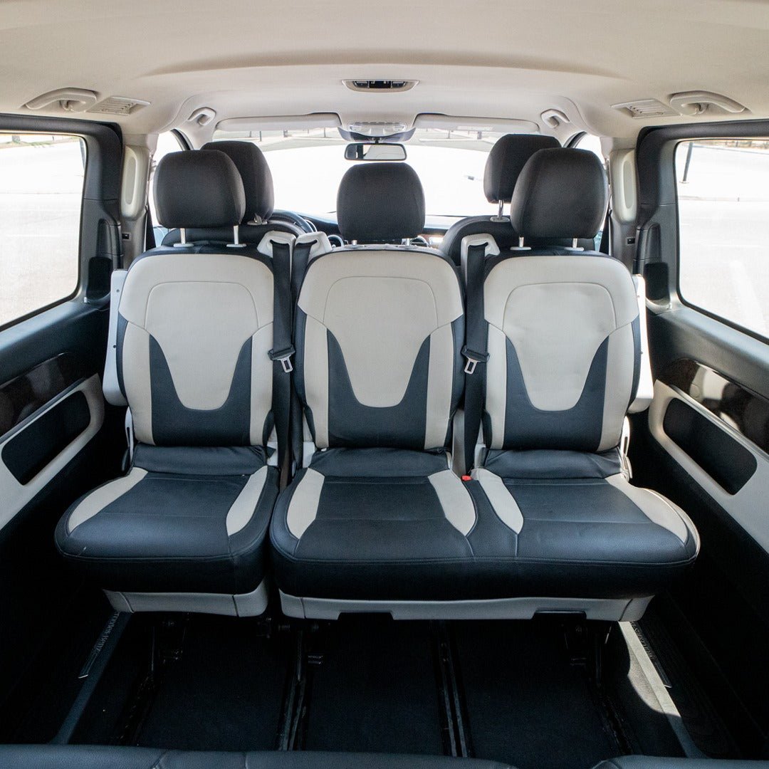 Elegant Interior of Mercedes Vito Gray V-Class for Chauffeur Service in Dubai