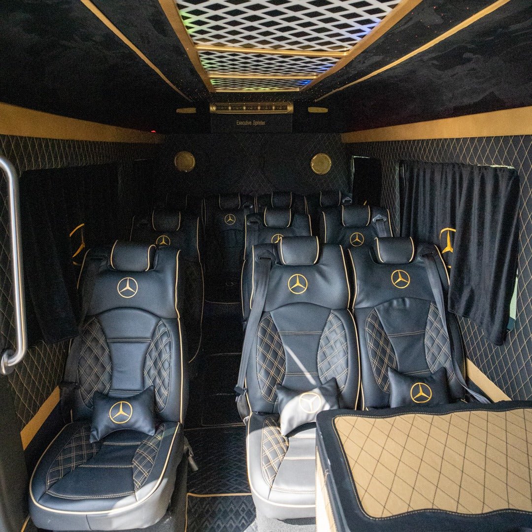 Premium Sprinter 12 Seater Luxury Van Exterior for Hire with Chauffeur in Dubai